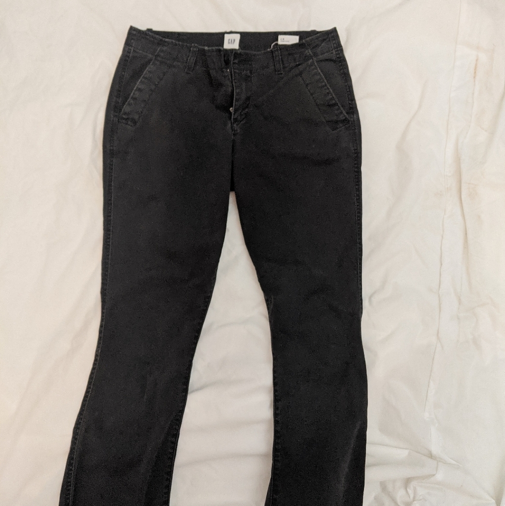 Gap Black Cropped Chinos with frayed hem